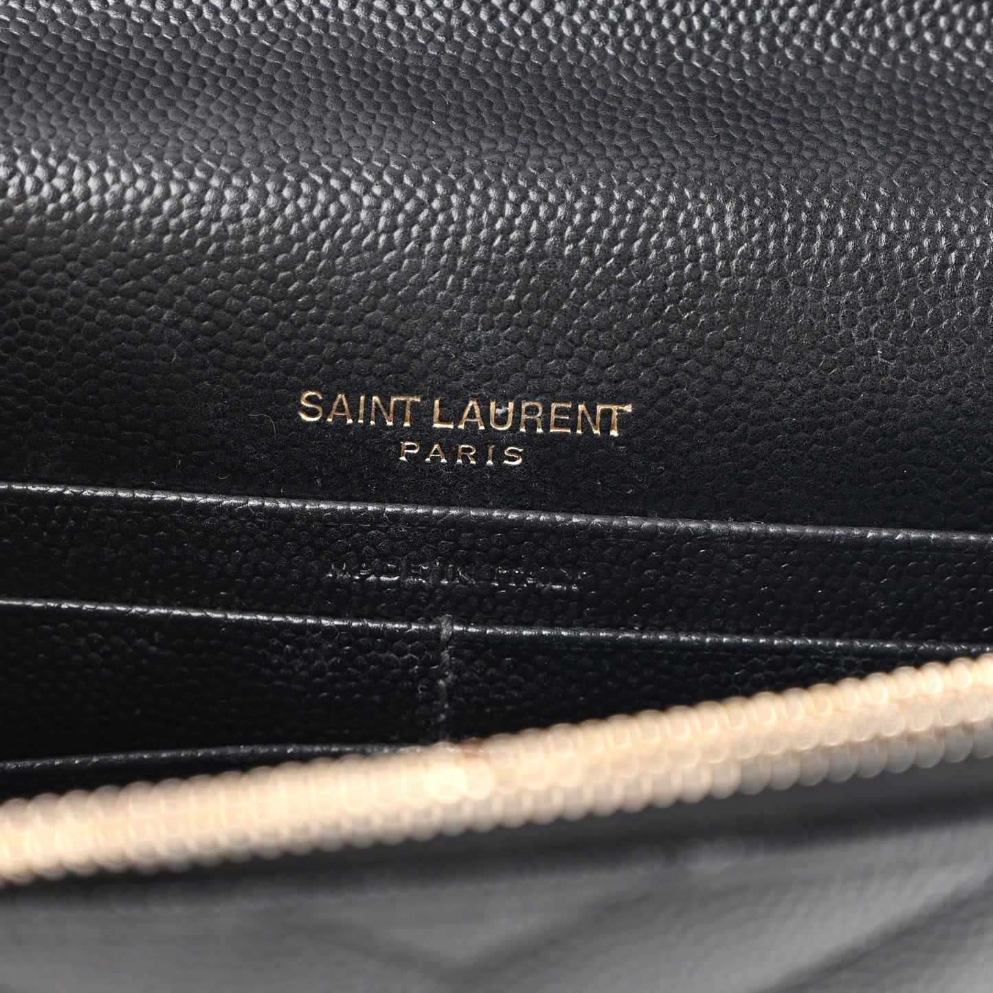 Grain De Poudre Matelasse Chevron Monogram Envelope Chain Wallet Black