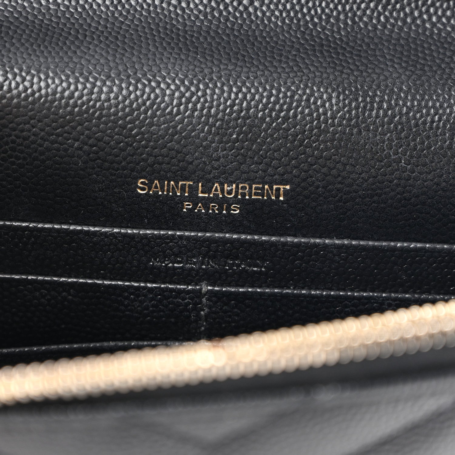 Saint Laurent Grain De Poudre Matelasse Chevron Monogram Envelope Chain Wallet Black 6 of 12