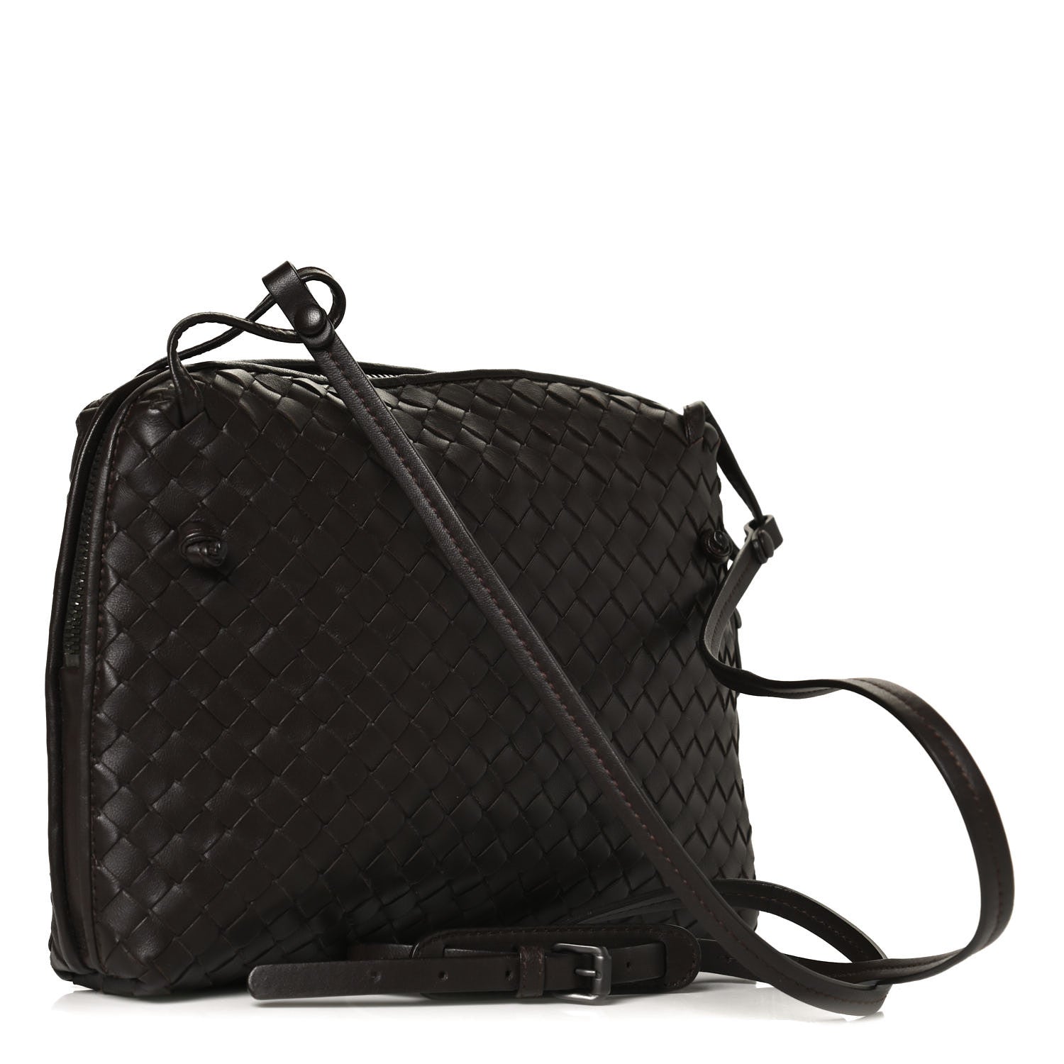 Bottega Veneta Nappa Intrecciato Nodini Crossbody Messenger Ebano 3 of 11