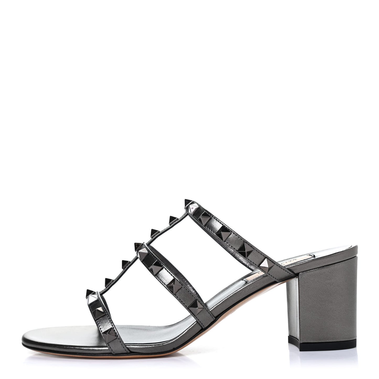 Calfskin Rockstud 60mm Caged Slide Sandals 38.5 Rutenio