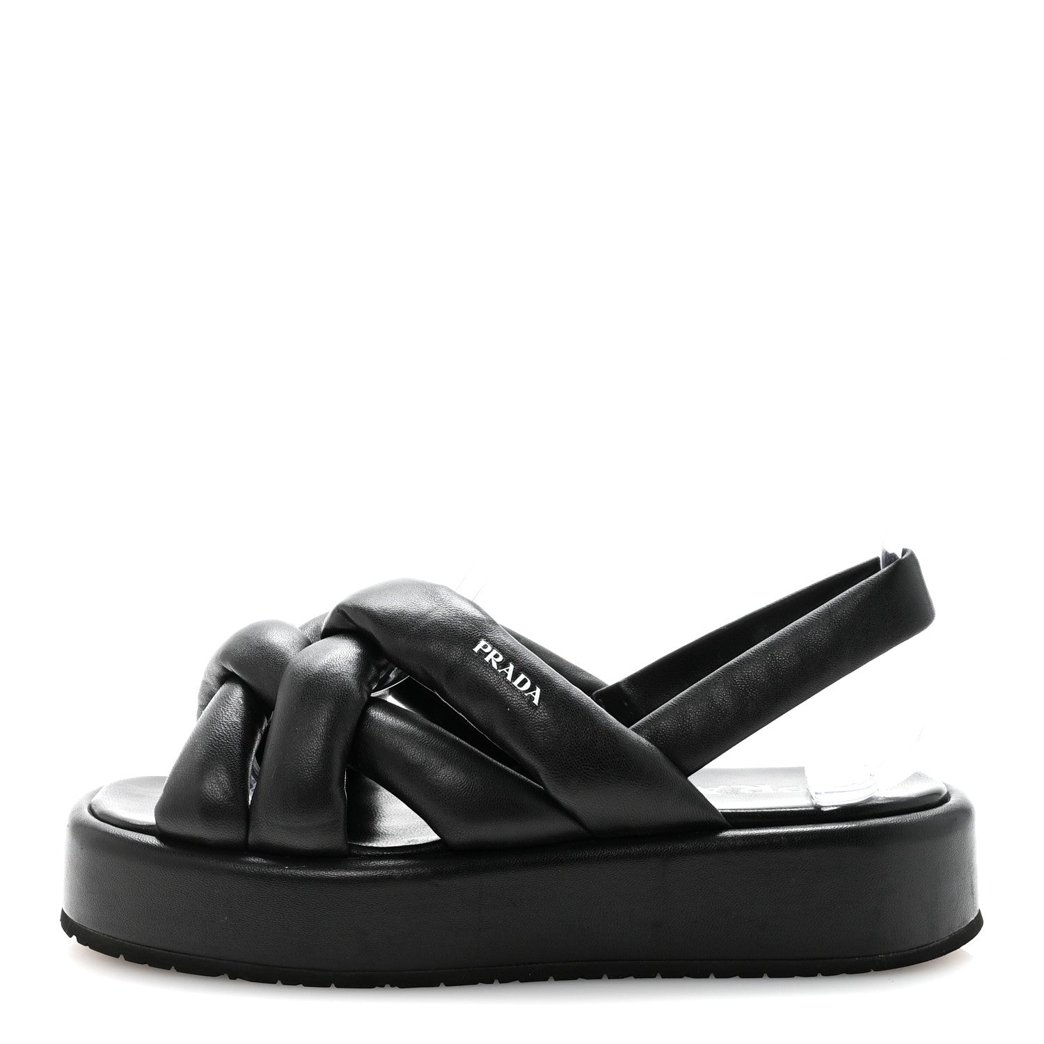 Prada Nappa Padded Blow 20mm Slingback Sandals 37.5 Black 1 of 9