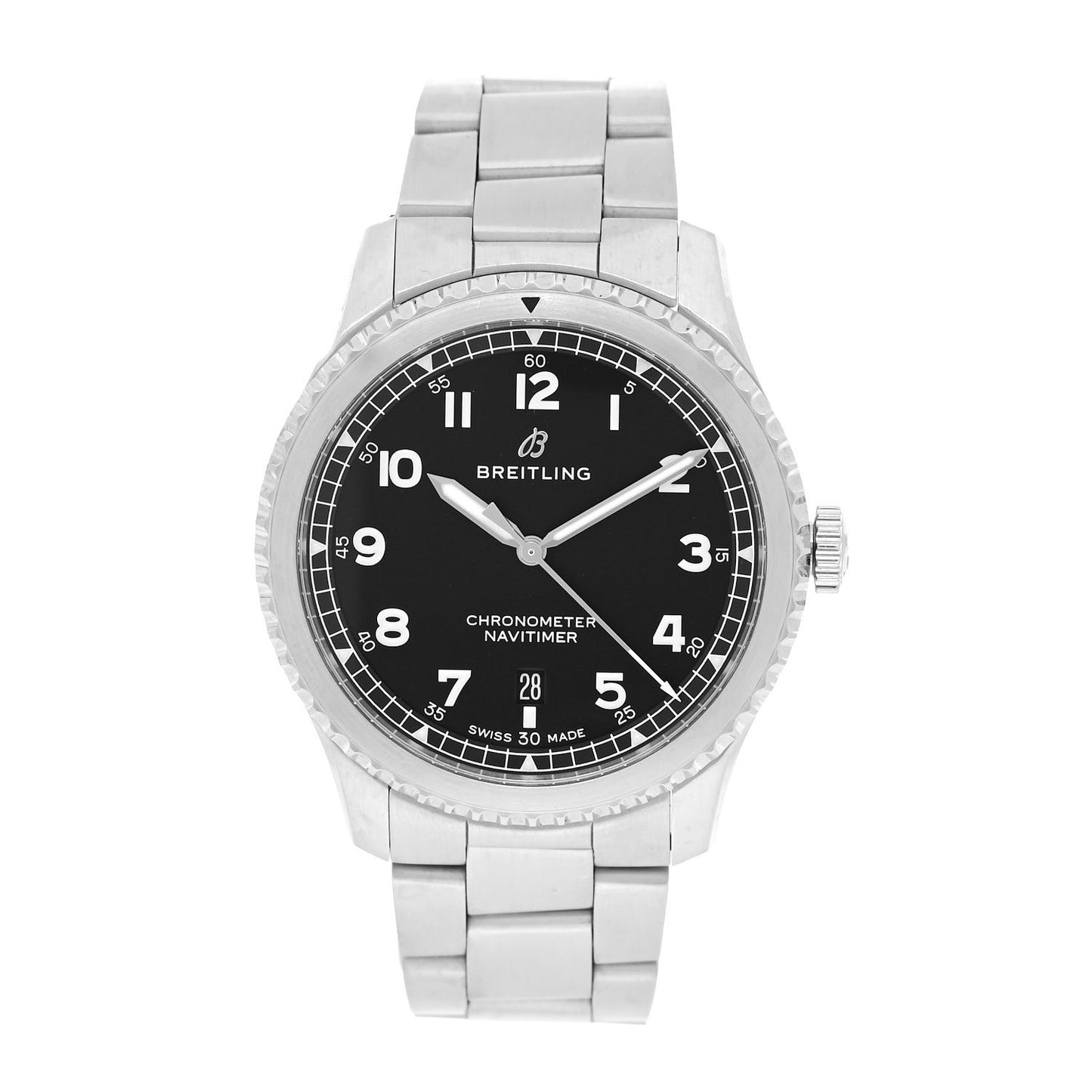 Stainless Steel 42mm Navitimer 8 Automatic Watch Black A17314