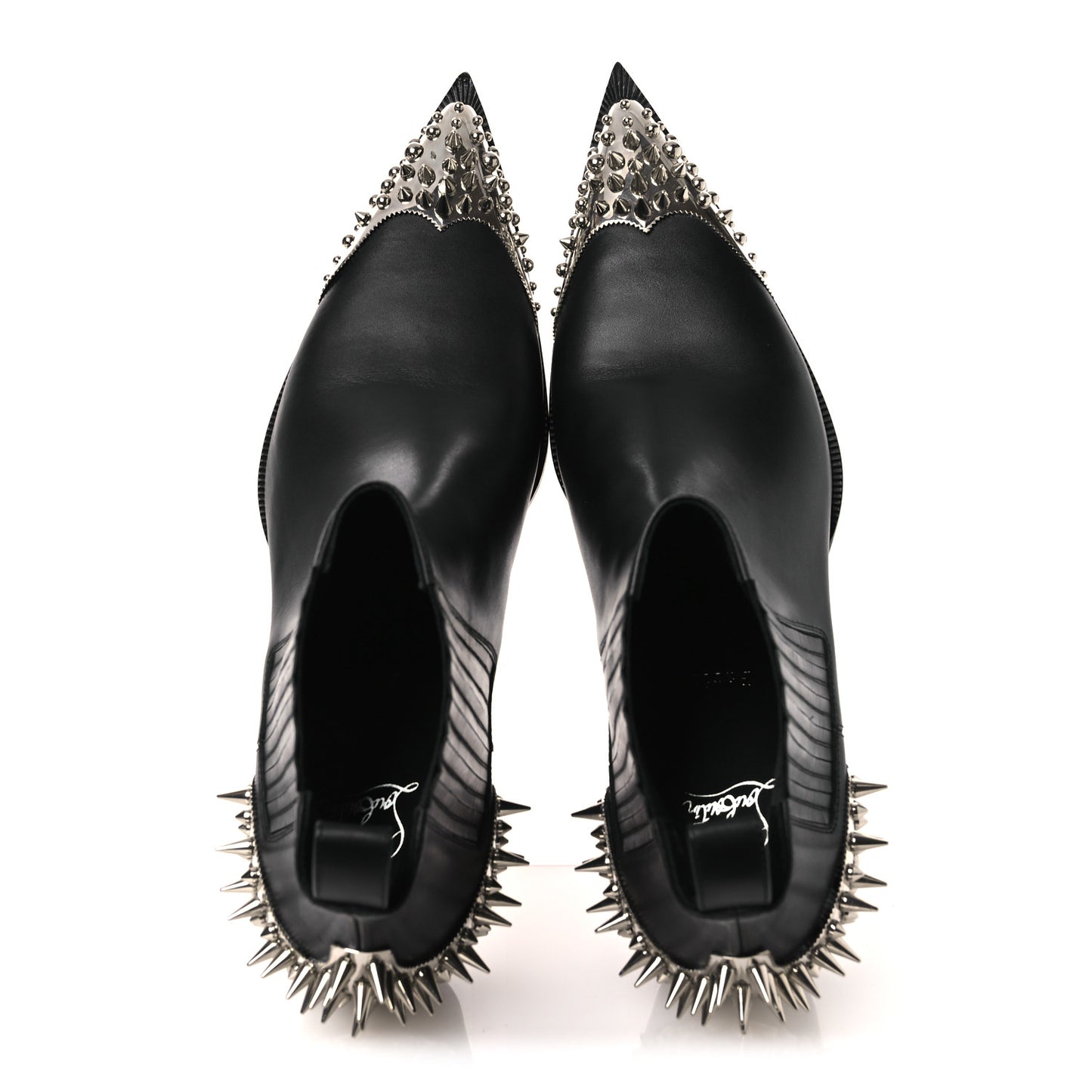 Calfskin Spiked Mens Chelviss Meteor Flat Ankle Boots 43 Black