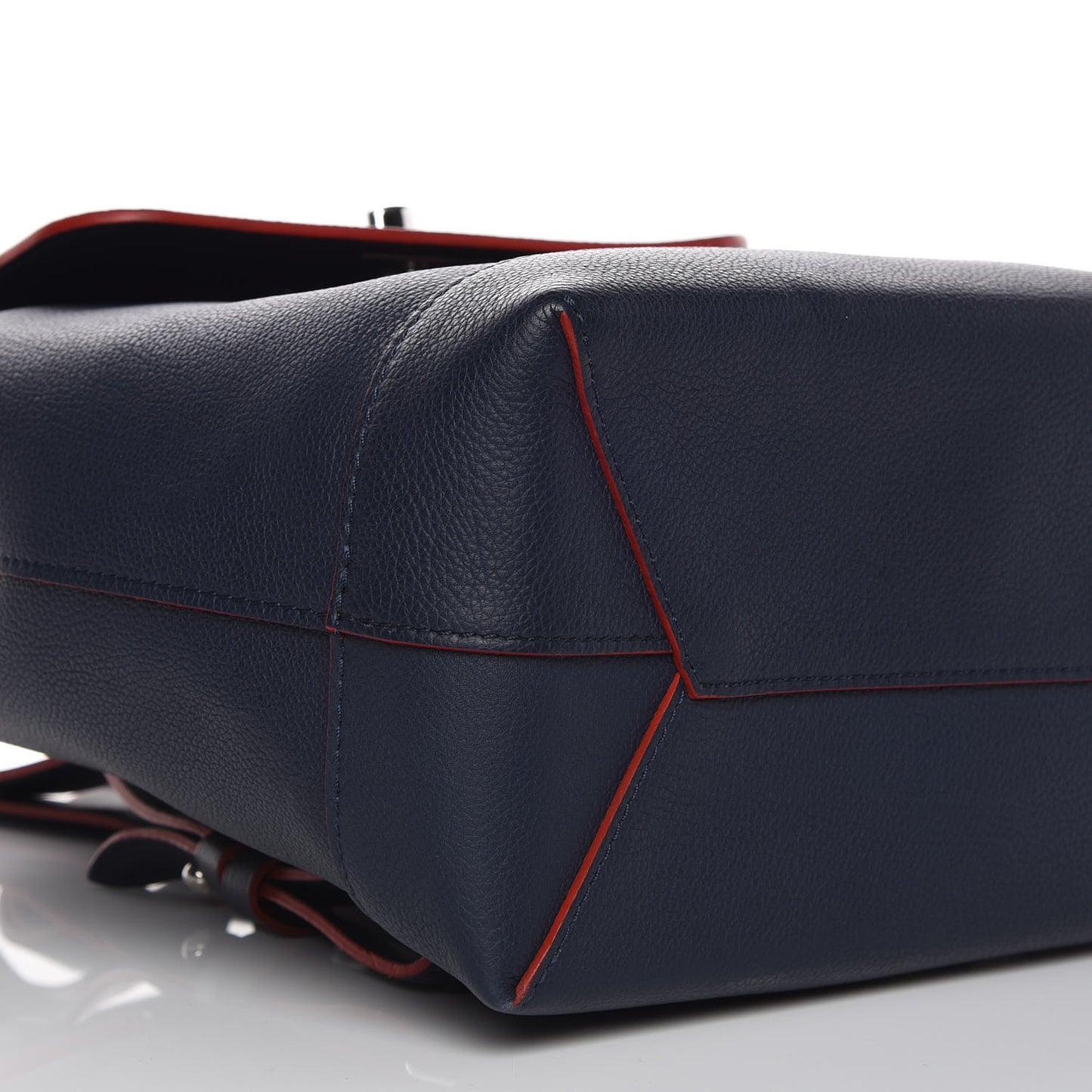Soft Calfskin Lockme Backpack Marine Rouge