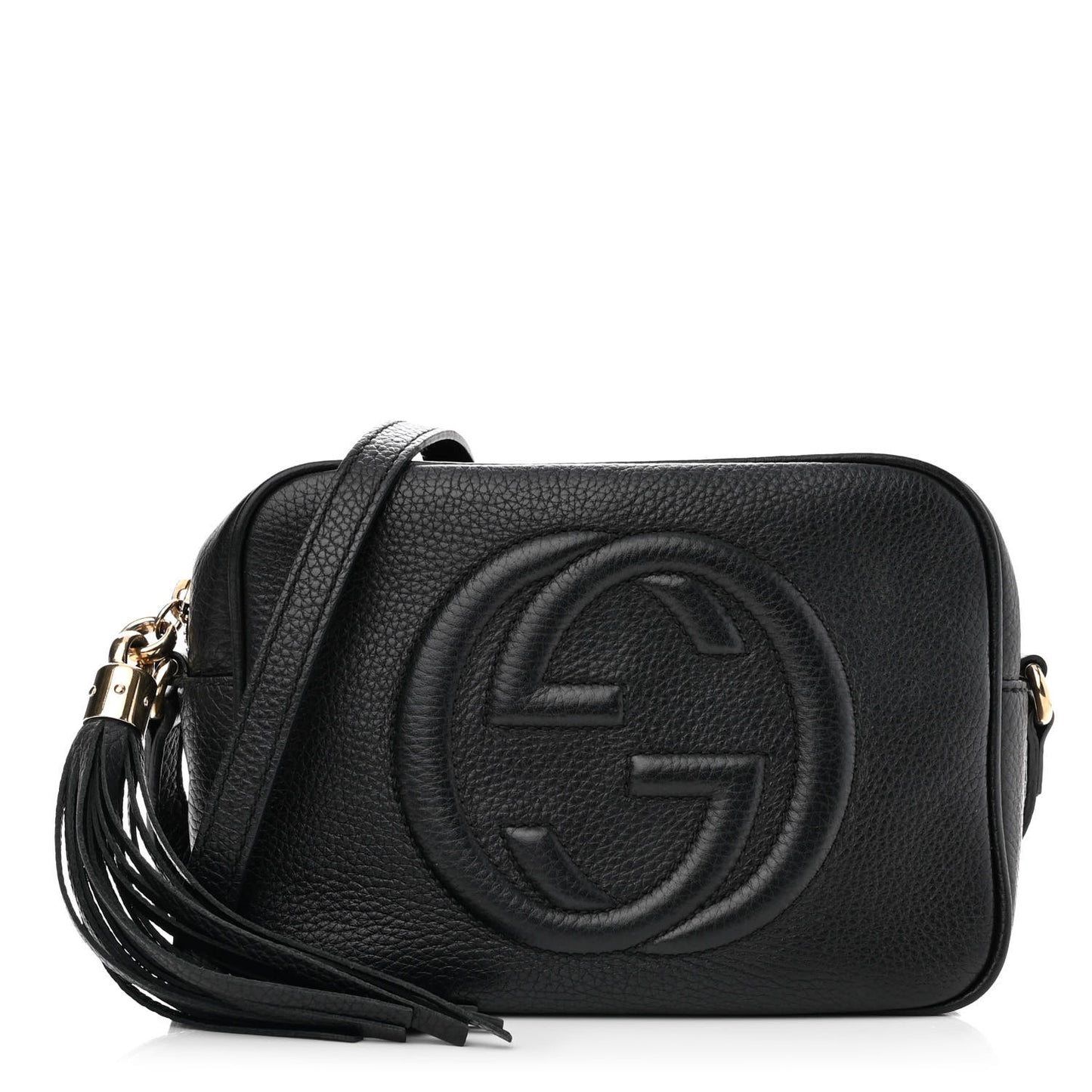 Pebbled Calfskin Small Soho Disco Bag Black