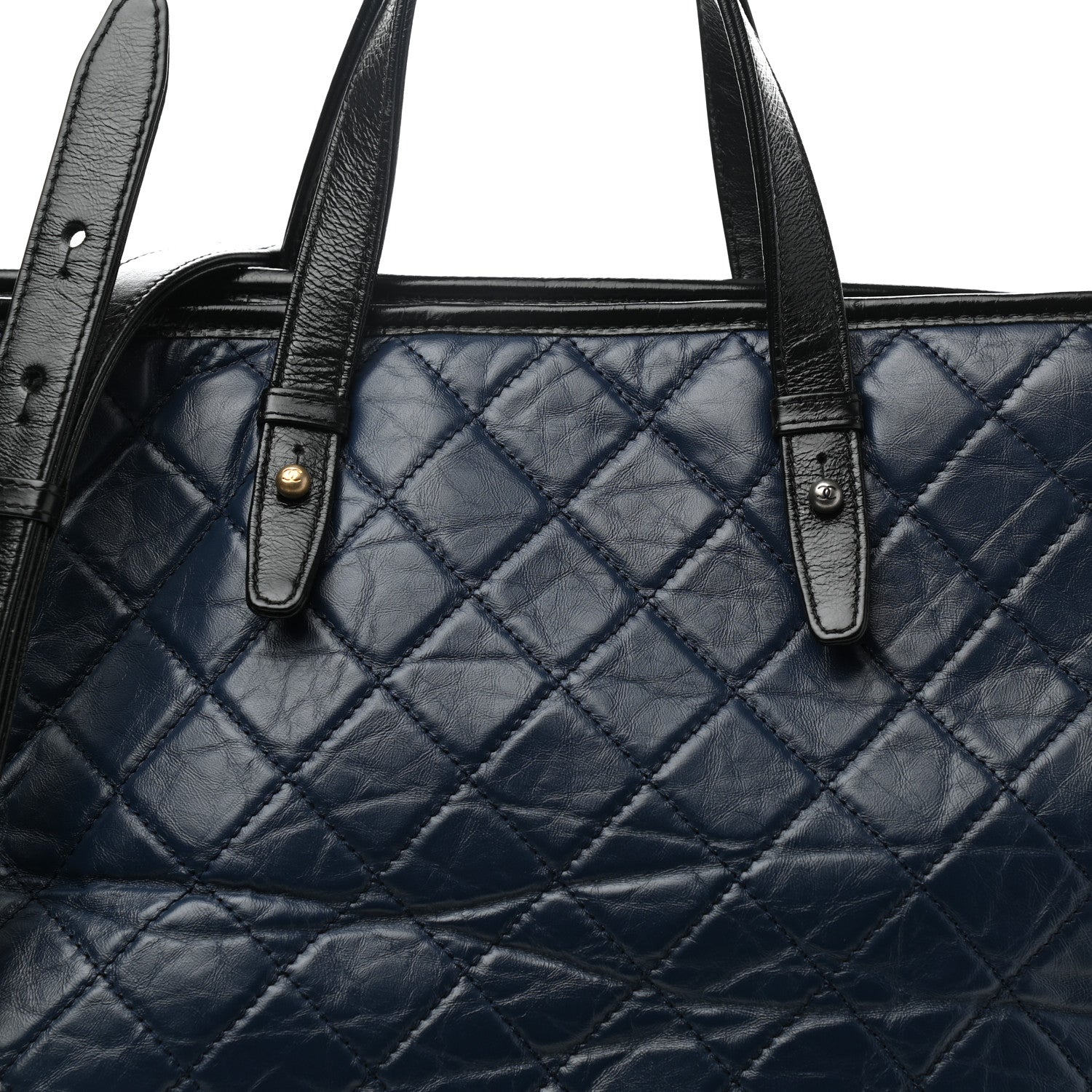 Chanel Aged Calfskin Quilted Large Gabrielle Shopping Tote Navy Black 8 of 11