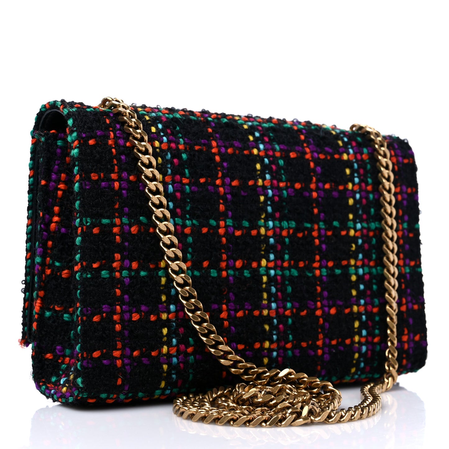 Tweed Small Monogram Kate Satchel Black Multicolor