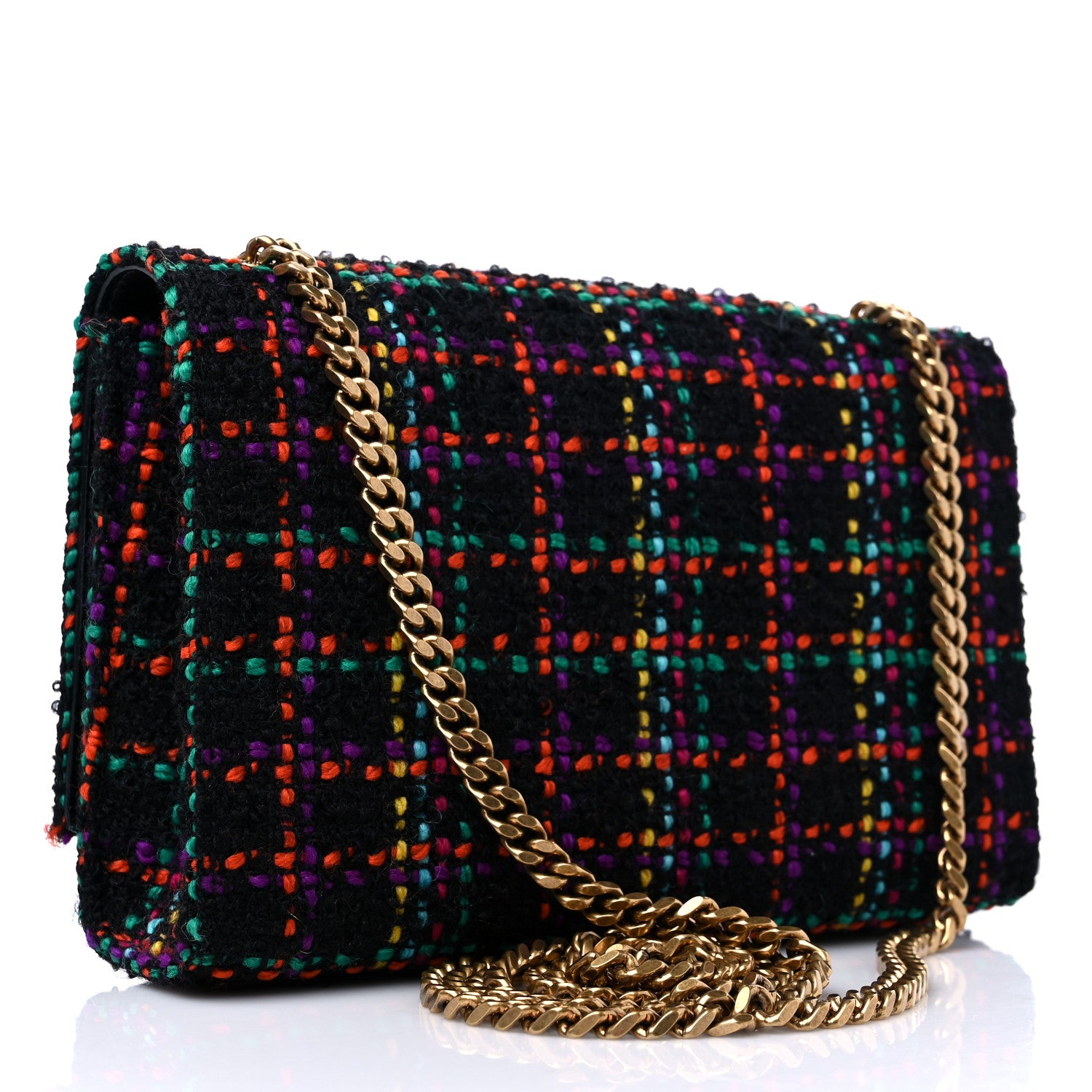 Saint Laurent Tweed Small Monogram Kate Satchel Black Multicolor 2 of 9