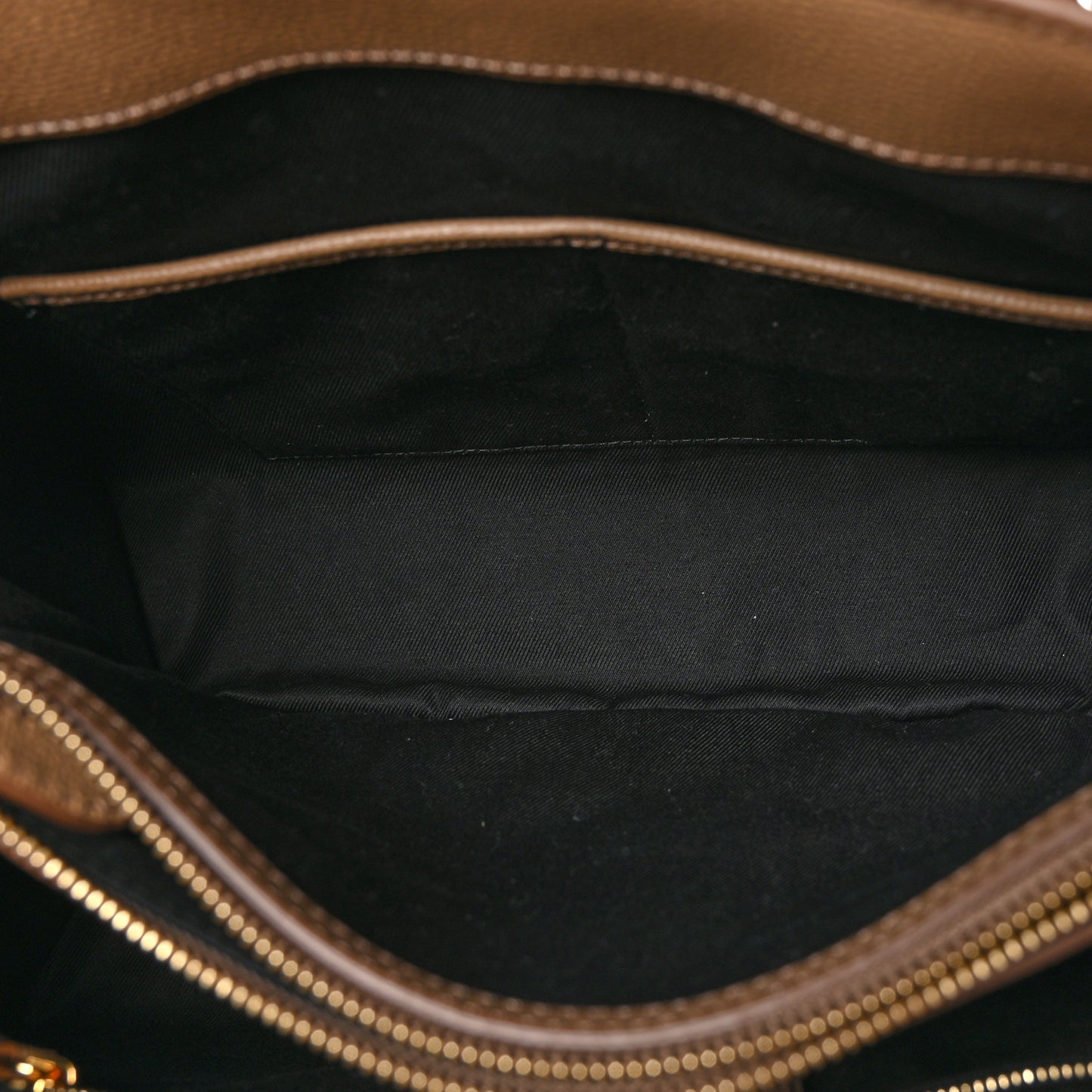 Grainy Calfskin House Check Medium Banner Tote Camel