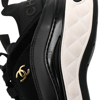 Chanel Velvet Calfskin Mixed Fibers CC Sneakers 37.5 Black 11 of 11