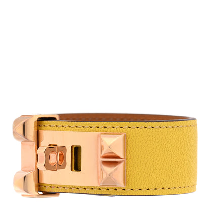 Hermes Chevre Chamkila Collier de Chien CDC 24 Bracelet T2 Jaune De Naples 1 of 5