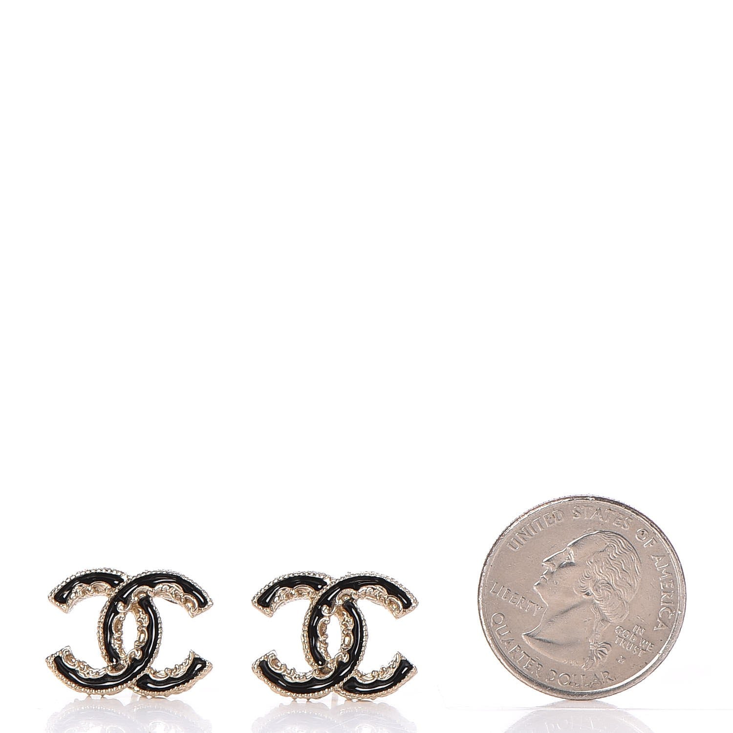 Chanel Enamel CC Baroque Earrings Black Gold 2 of 7