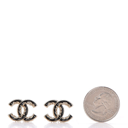Chanel Enamel CC Baroque Earrings Black Gold 2 of 7