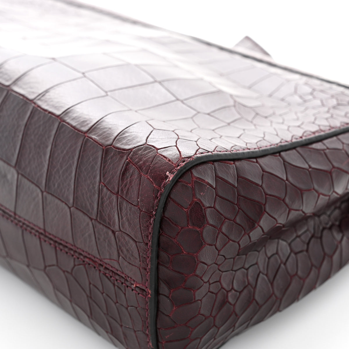 Nappa Crocodile Embossed Medium Lily Flap Oxblood