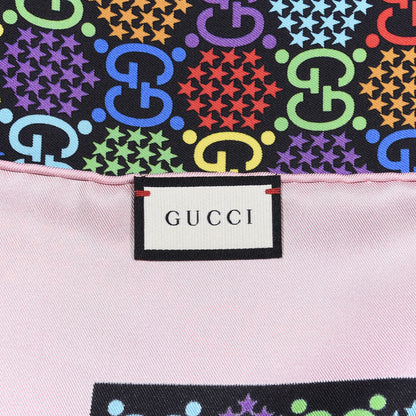 Gucci Silk Twill Lady GG Psychedelic Square Scarf Black Pink 3 of 3