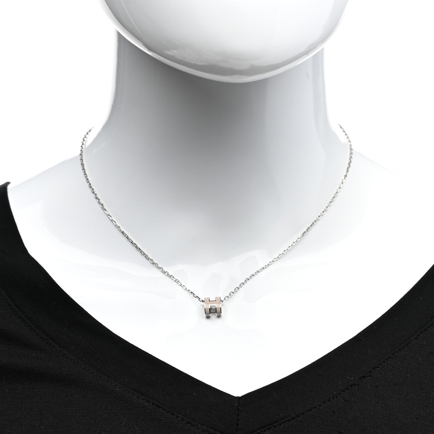 Hermes Palladium Mini Pop H Pendant Necklace Marron Glace 1 of 5