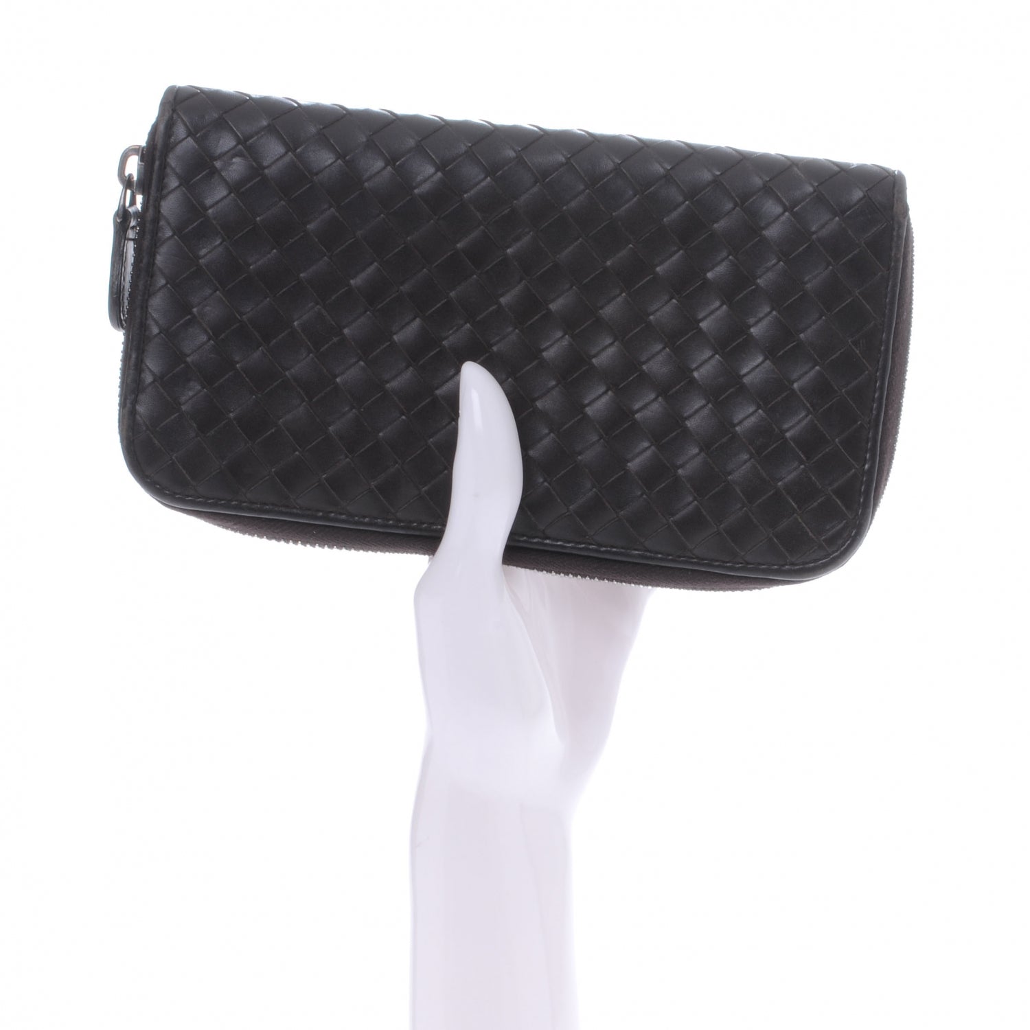 Bottega Veneta Nappa Intrecciato Zip Around Wallet Ebano 2 of 8