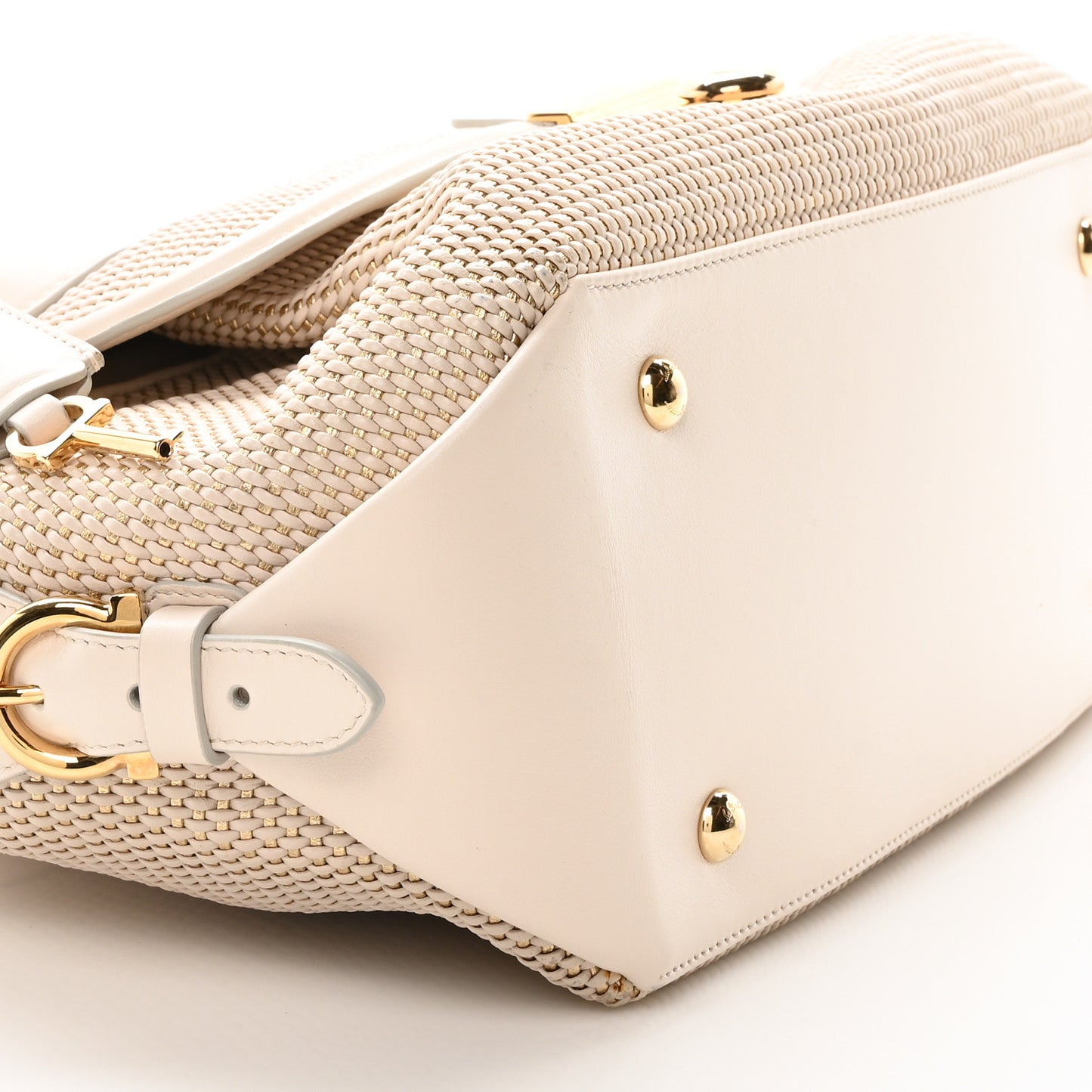 Lambskin Calfskin Woven Fiamma Bag Seta Oro