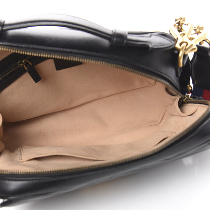 Gucci Calfskin Matelasse Sylvie Web Small GG Marmont Top Handle Shoulder Bag Black 6 of 22