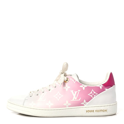 Louis Vuitton Calfskin Monogram Frontrow Sneakers 37.5 White Pink 1 of 9