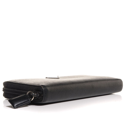 Prada Saffiano Triangle Zip Around Wallet Nero Black 5 of 9