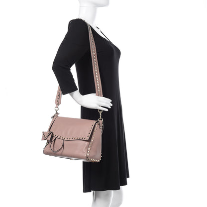 Valentino Garavani Smooth Calfskin Rockstud Top Handle Shoulder Bag Beige 2 of 12