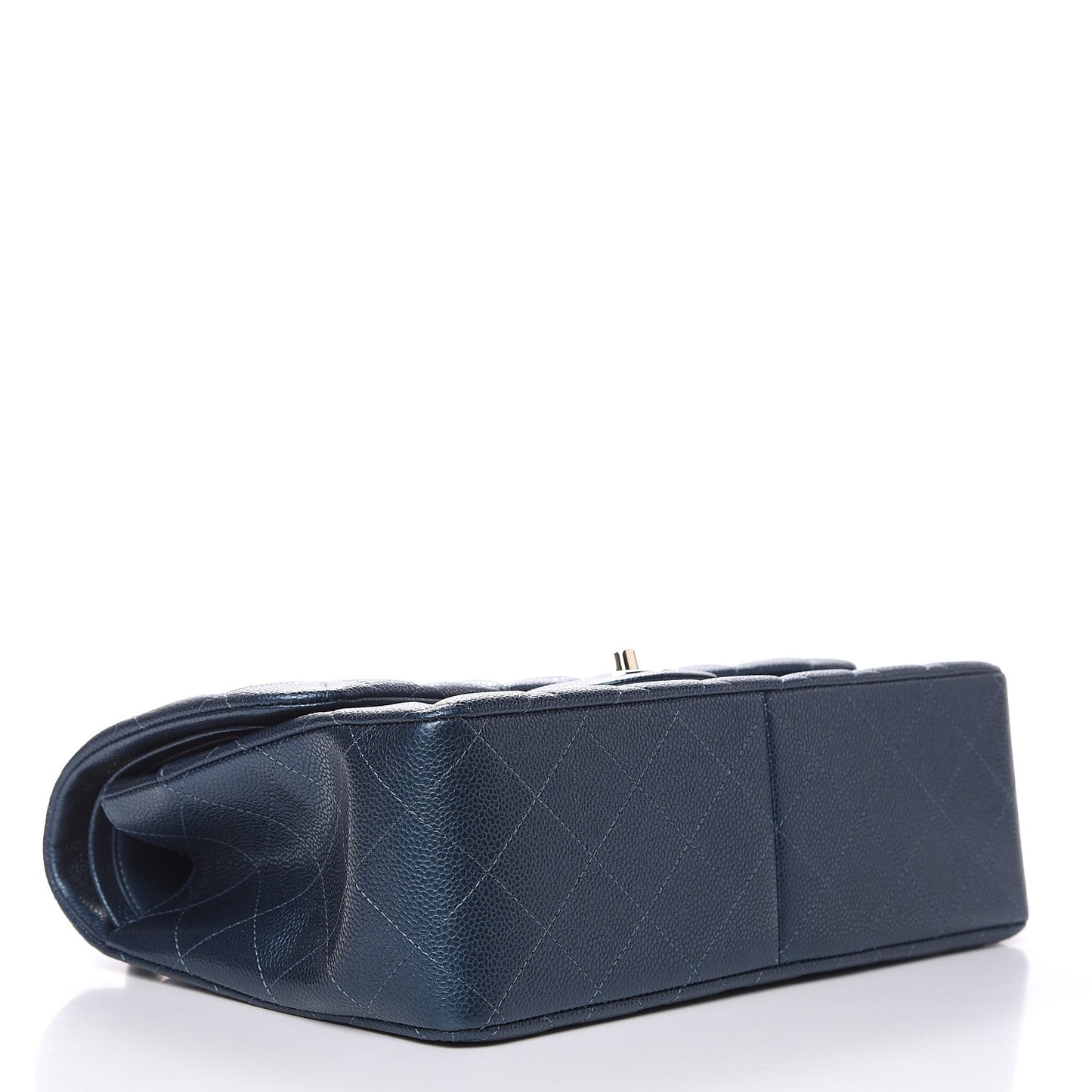 Iridescent Caviar Quilted Jumbo Double Flap Dark Blue