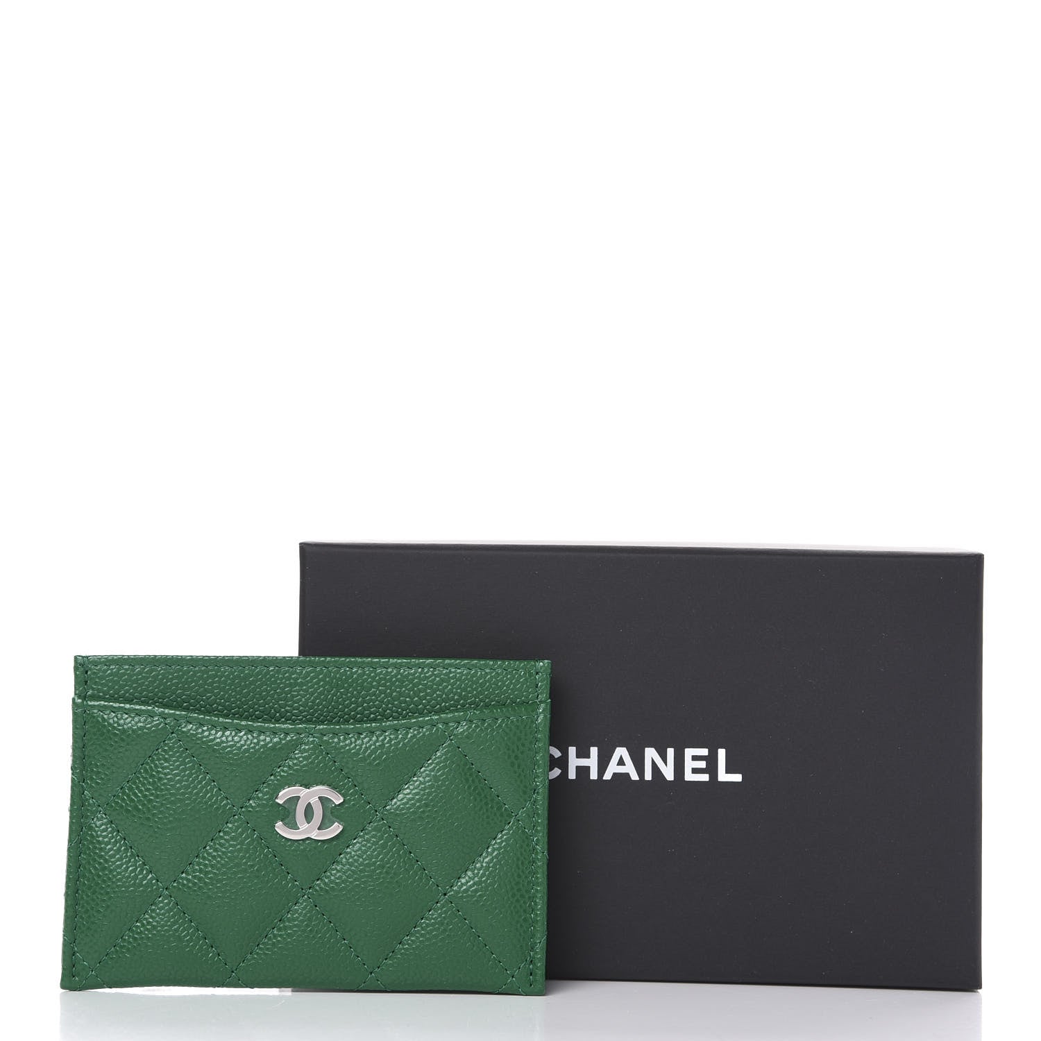 Chanel Caviar Quilted Card Holder Green 9 of 9
