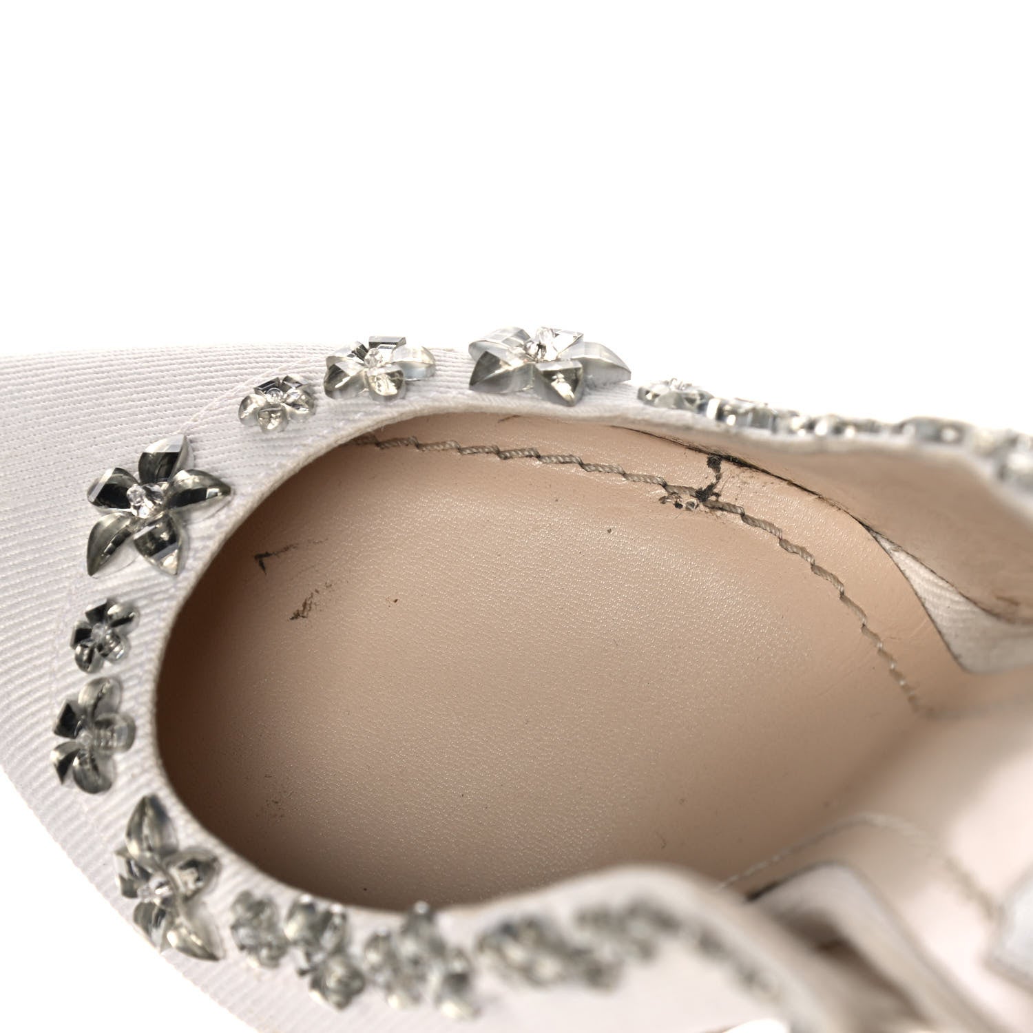 Christian Dior Denim Crystal Garland Slingback Pumps 40 White 13 of 14