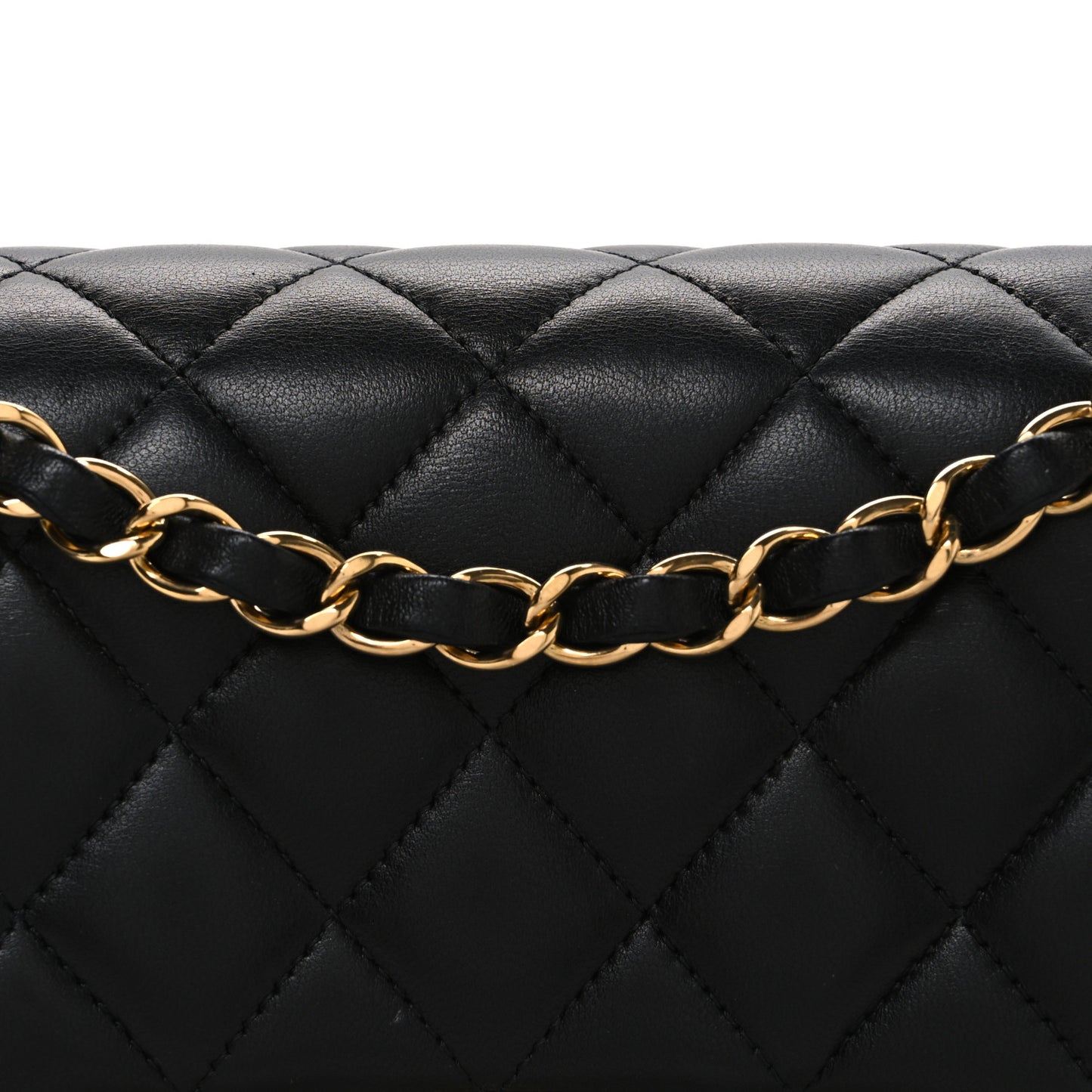 Lambskin Quilted Small Double Flap Black