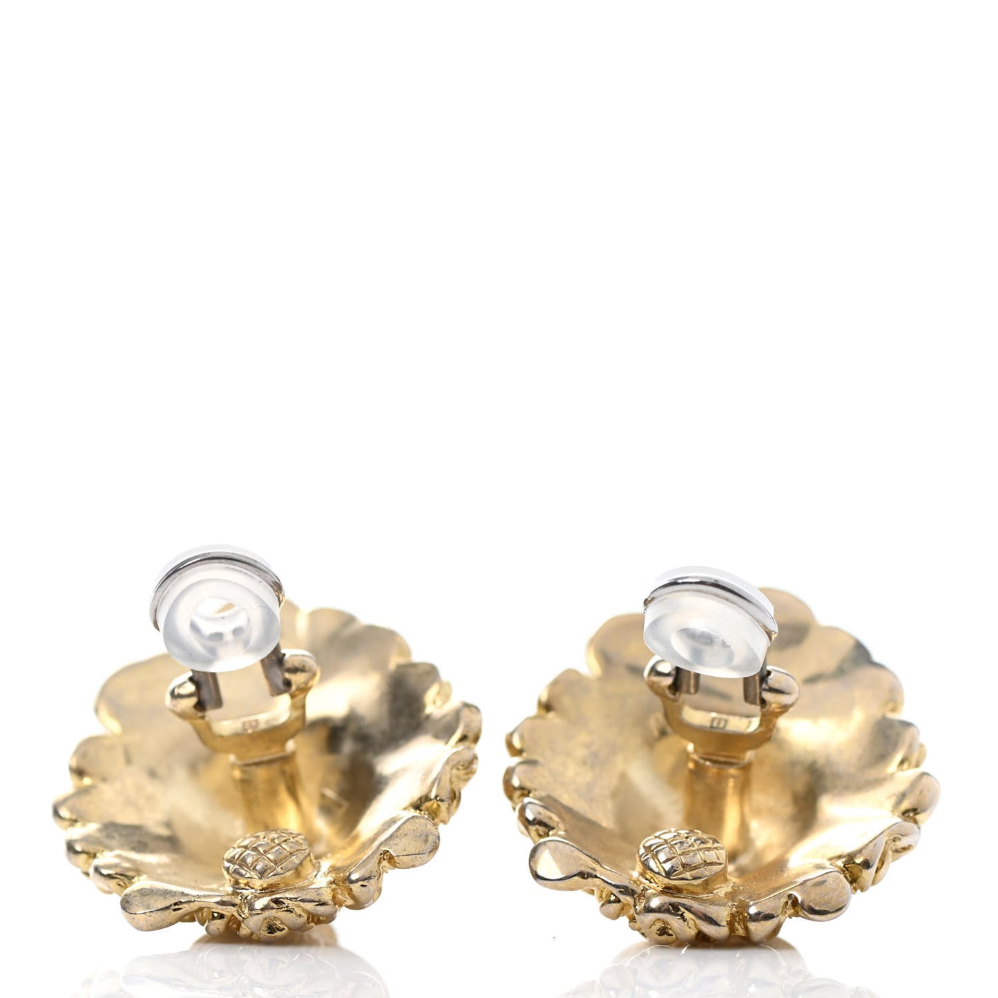 Crystal Lion Head Clip On Earrings Aged Gold Green