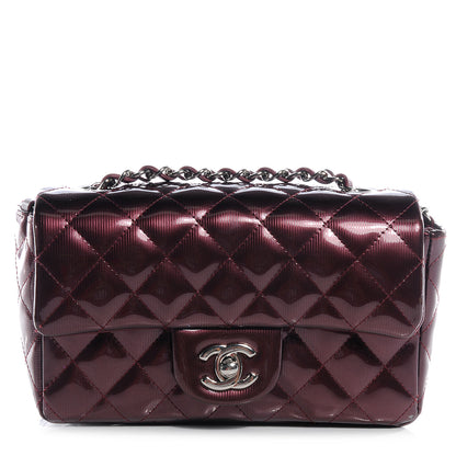 Chanel Striated Patent Quilted Mini Flap Burgundy 1 of 9