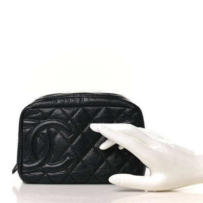 Chanel Aged Calfskin Quilted Cambon Cosmetic Case Black 2 of 9