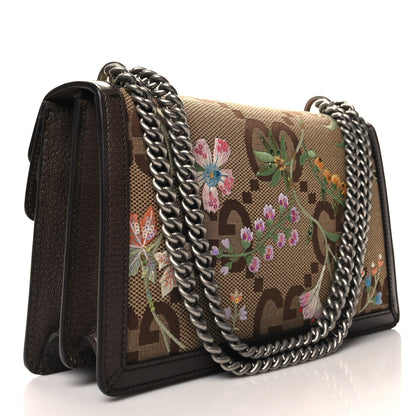 Gucci Monogram Jumbo GG Textured Dollar Calfskin Embroidered Small Dionysus Shoulder Bag Camel Ebony New Acero Multicolor 3 of 11