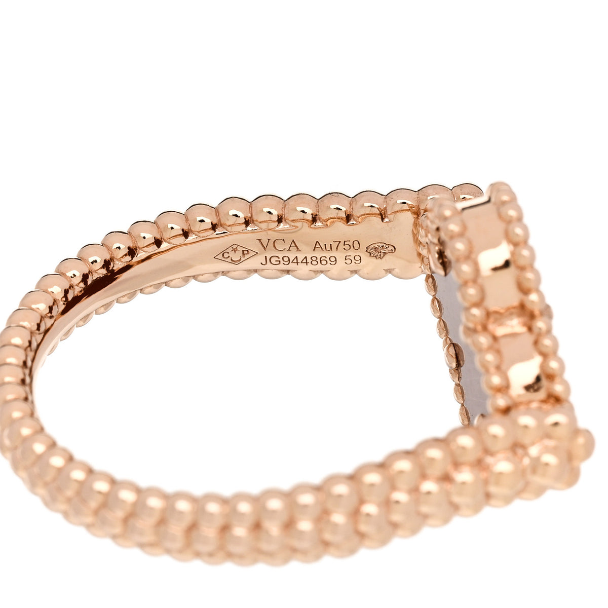 18K Rose Gold Diamond Carnelian Reversible Guilloche Vintage Alhambra Ring 59 8.75