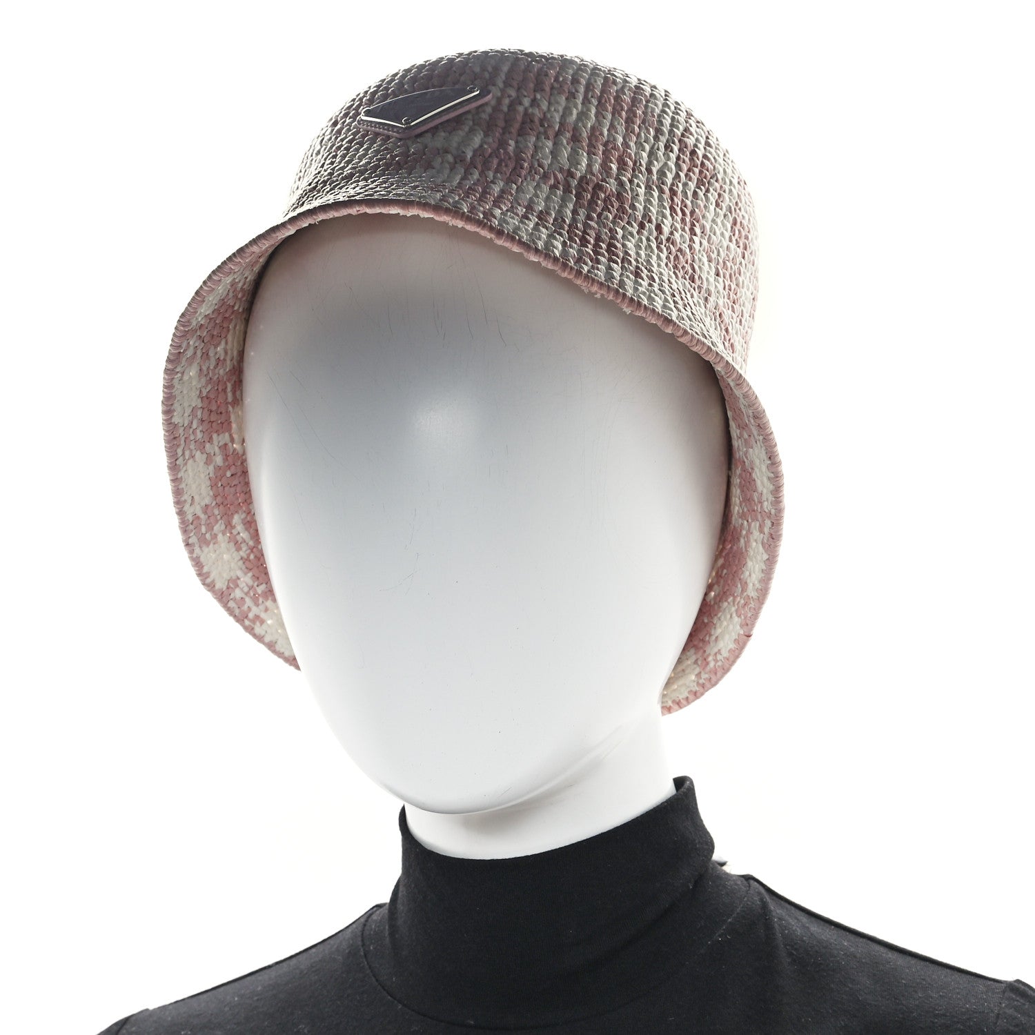 Prada Yarn Raffia Effect Crochet Triangle Bucket Hat S Alabastro 2 of 8