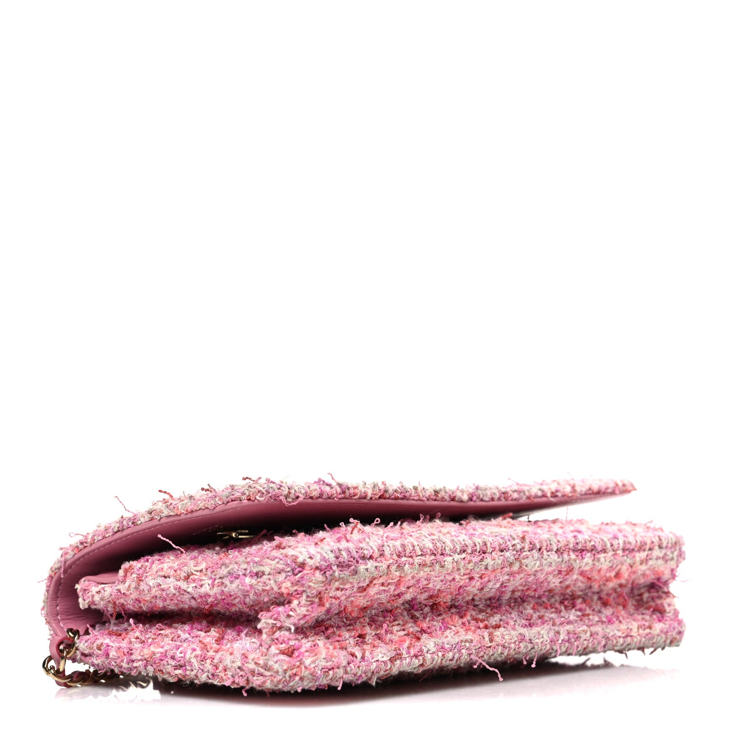 Chanel Tweed Quilted Wallet On Chain WOC Pink 3 of 10