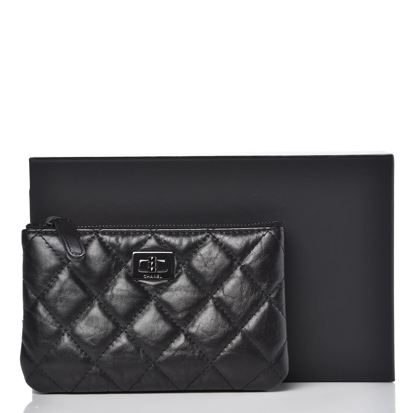 Aged Calfskin Quilted Small Reissue Cosmetic Case So Black