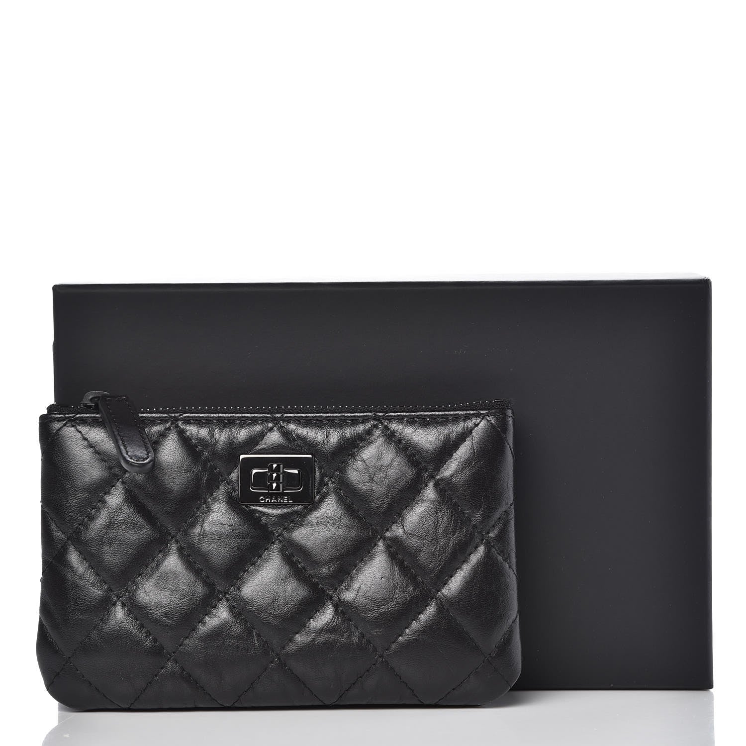 Chanel Aged Calfskin Quilted Small Reissue Cosmetic Case So Black 8 of 8