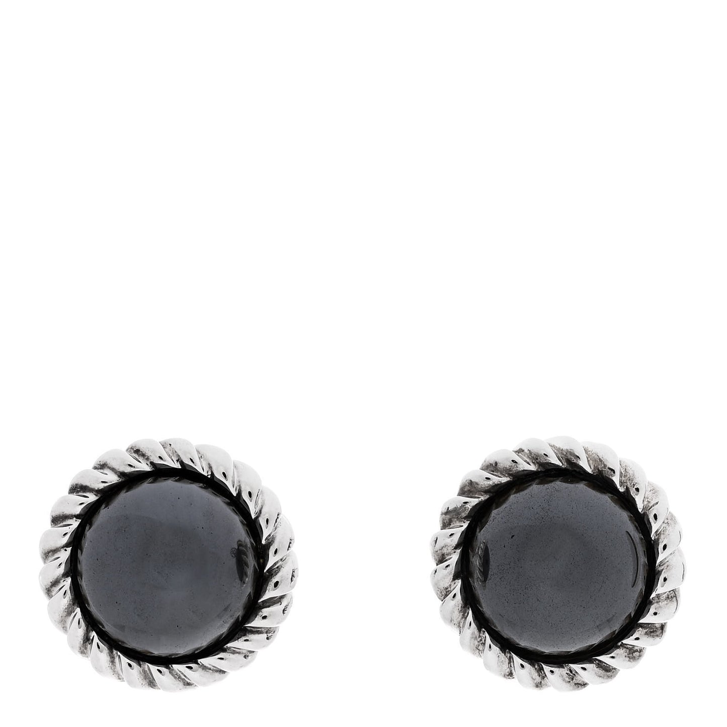 Sterling Silver Hematite Round Clip-On Earrings
