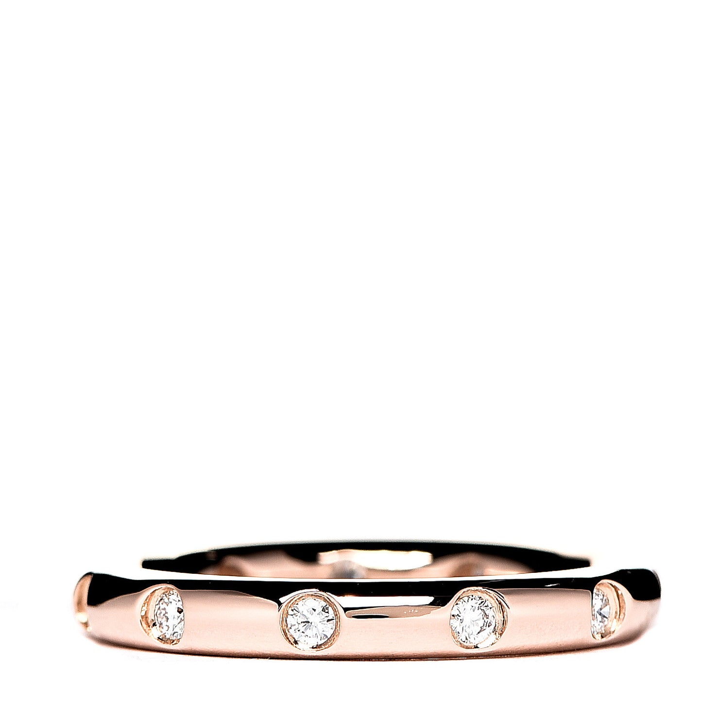 18K Rose Gold Diamond Bezet Band Ring 48 4.5