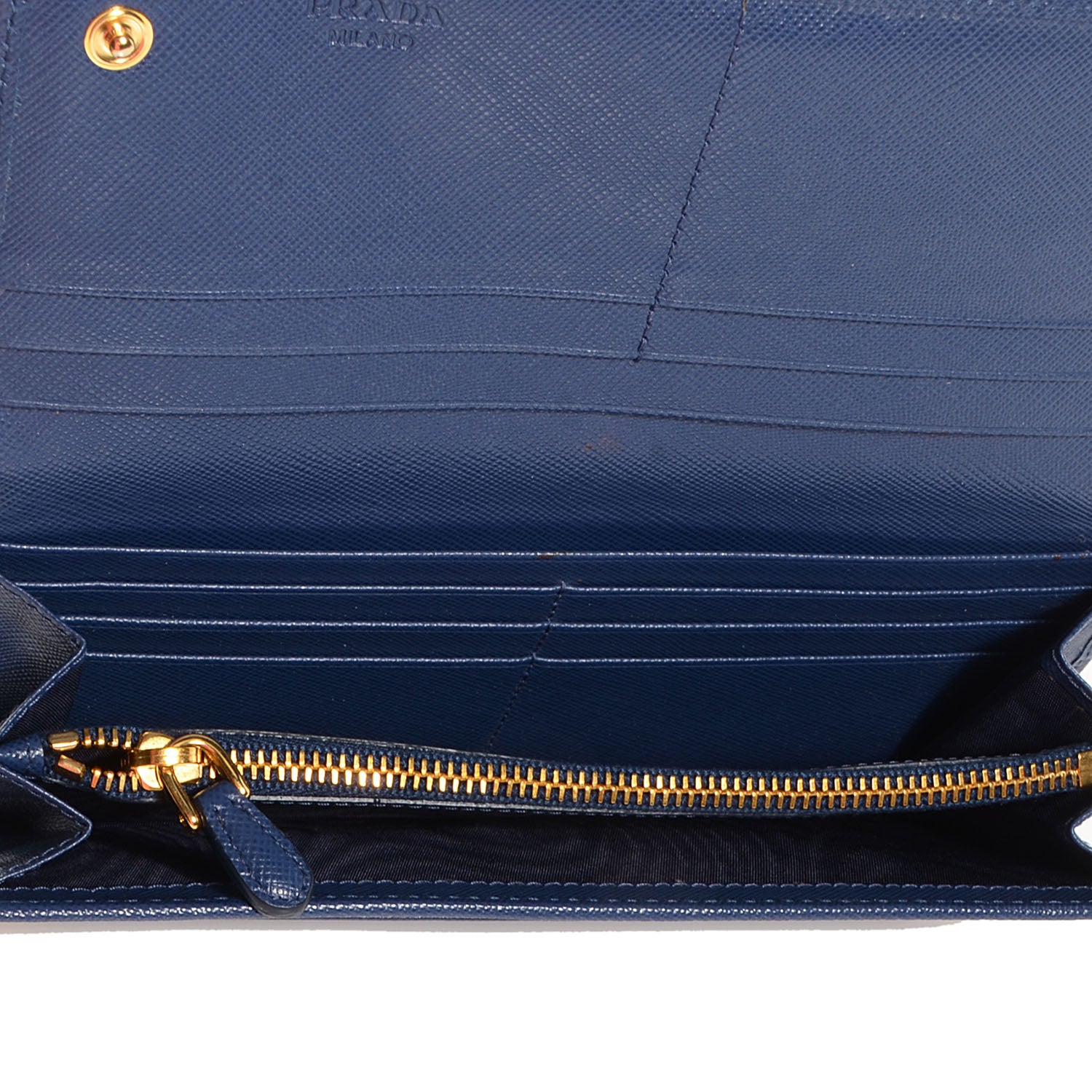 Prada Saffiano Metal Continental Flap Wallet Cobalto 5 of 9