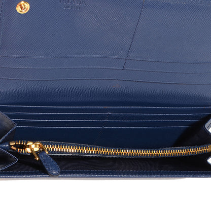 Prada Saffiano Metal Continental Flap Wallet Cobalto 5 of 9