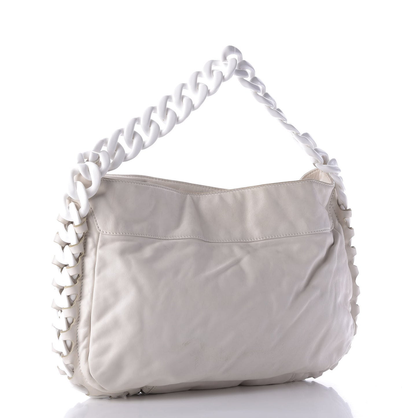 Calfskin Modern Chain Rhodoid Hobo White