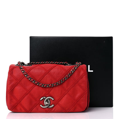 Chanel Iridescent Calfskin Diamond Stitch Small Flap Red 20 of 20