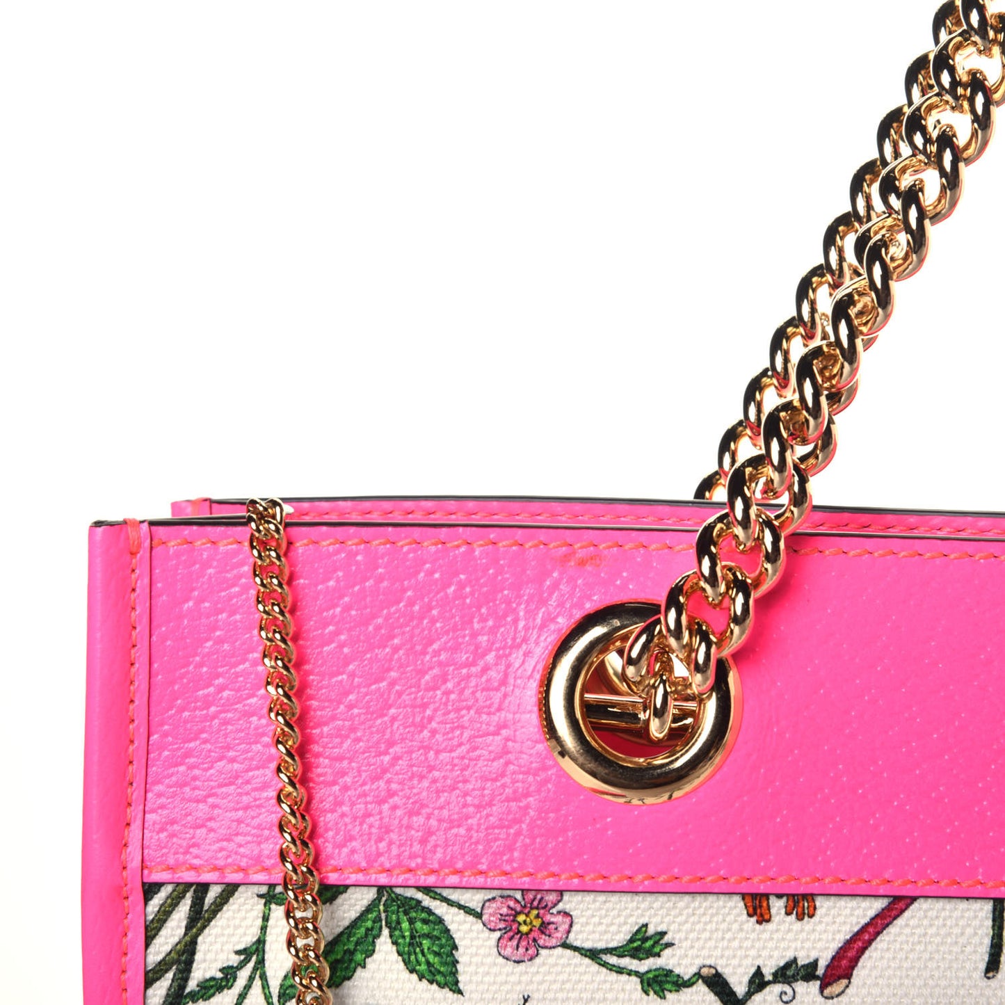 Canvas Flora Large Rajah Chain Tote White Multicolor Fuxia Fluo