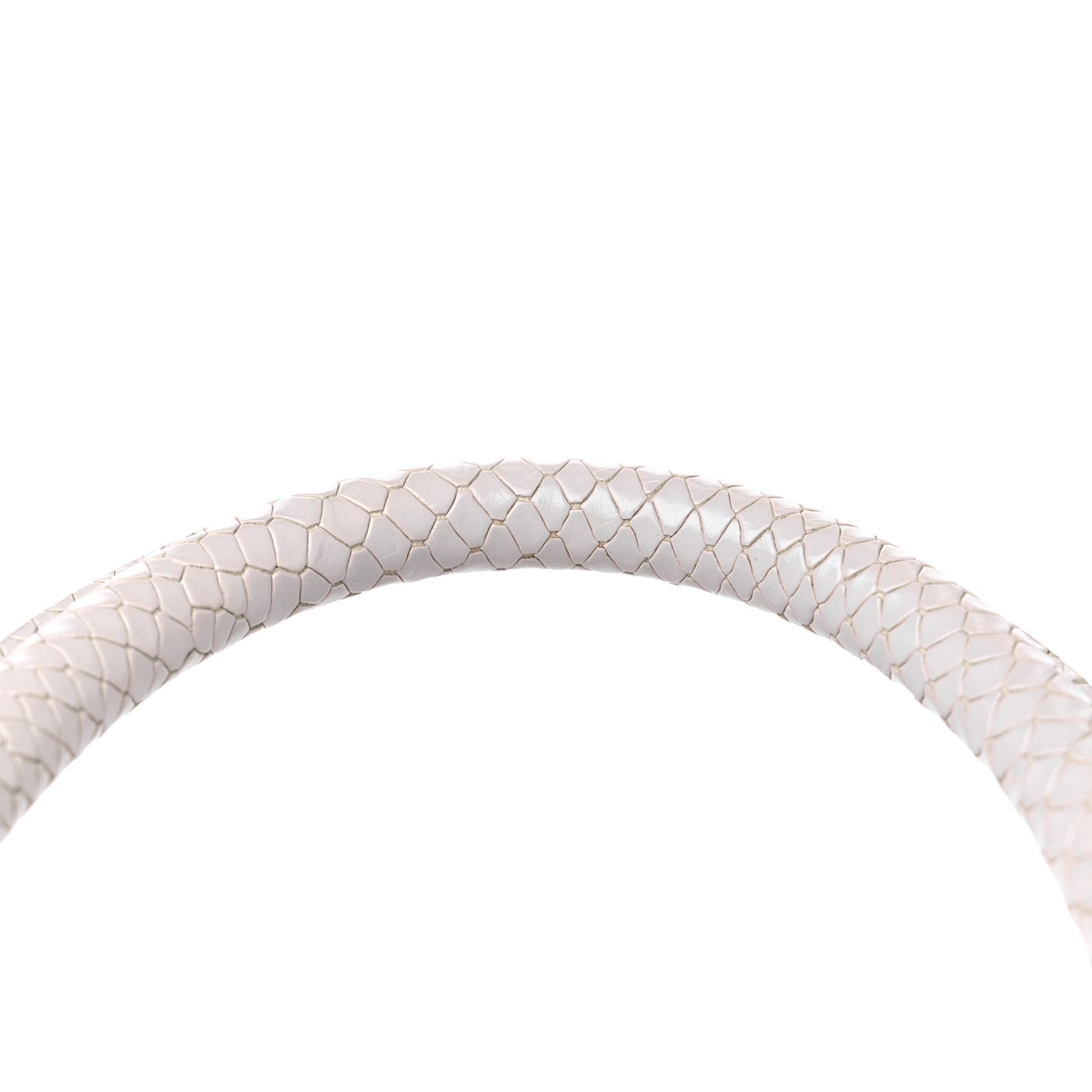 Calfskin Snake Embossed Small Hourglass Top Handle Bag White