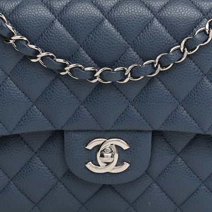 Chanel Caviar Quilted Medium Double Flap Blue 14 of 23