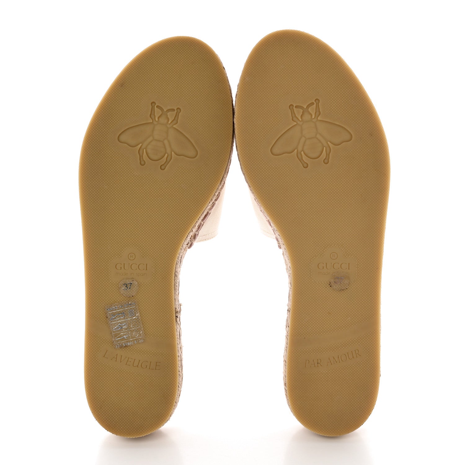 Gucci Canvas Interlocking G Espadrille Slide Sandals 37 Mystic White Shell 5 of 12