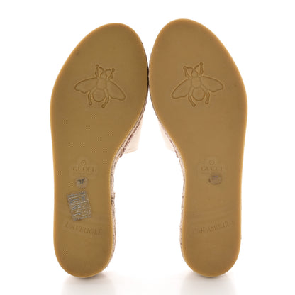 Gucci Canvas Interlocking G Espadrille Slide Sandals 37 Mystic White Shell 5 of 12